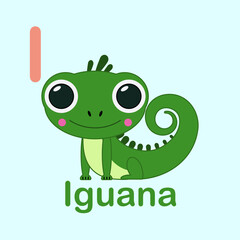 Minimalist Iguana Illustration for Kids Alphabet