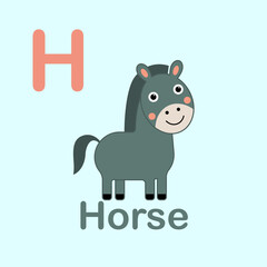 Minimalist Horse Illustration for Kids Alphabet