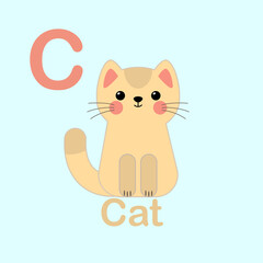 Minimalist Cat Illustration for Kids Alphabet