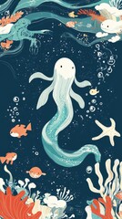 Obraz premium Serene Underwater Scene Featuring A Unique Aquatic Creature