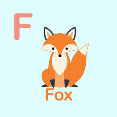 Minimalist Fox Illustration for Kids Alphabet