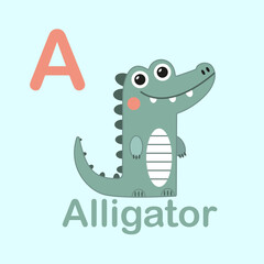 Minimalist Alligator Illustration for Kids Alphabet