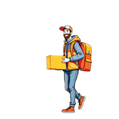 A smiling young delivery man Cartoon Vector Illustration isolated on a white background