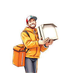 A smiling young delivery man Cartoon Vector Illustration isolated on a white background