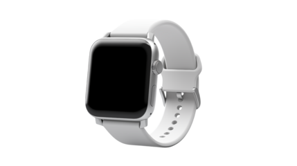 Sleek White Smartwatch on Wrist, Modern Tech Accessory isolated on transparent background	
