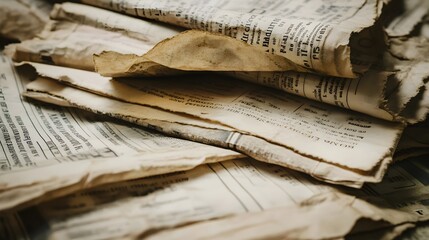 Naklejka premium Vintage Newspaper Print on Faded Paper in High Resolution Detail
