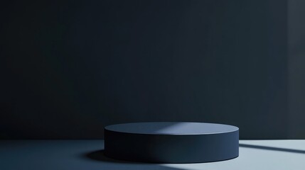 Dark Blue Abstract Background with Round Display Platform for Product Presentation