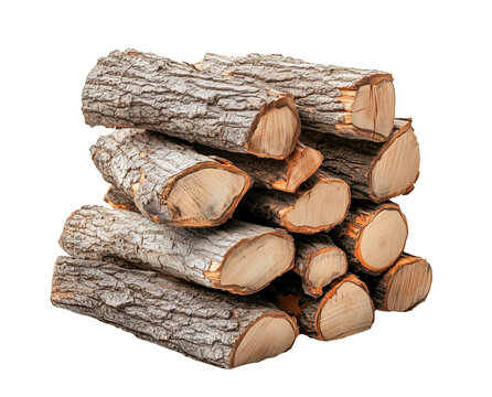 a pile of firewood, dried stacked wood logs for fireplace, split wood trunk, cutout png