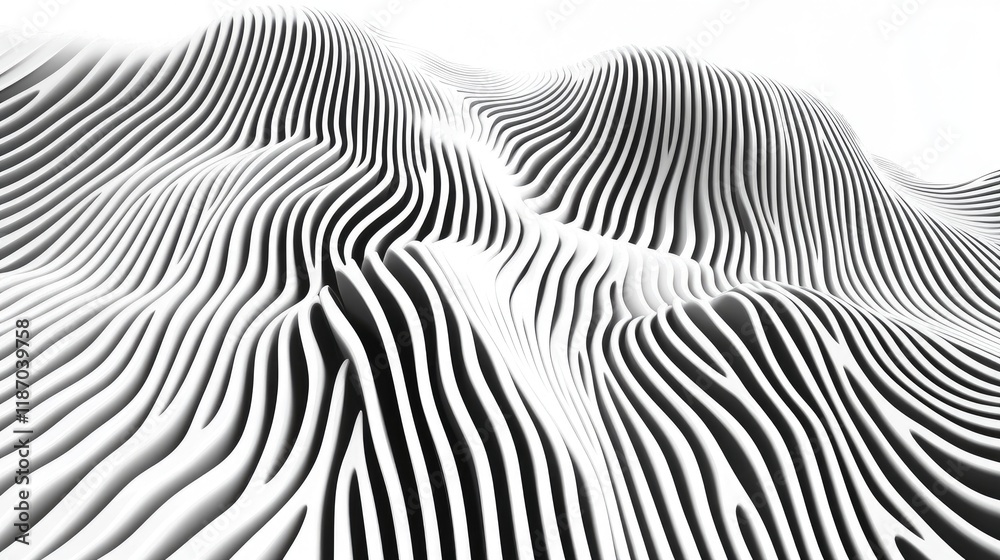 Poster Fluid Wave Patterns in Monochrome with Dynamic Curved Lines and Abstract Texture Design