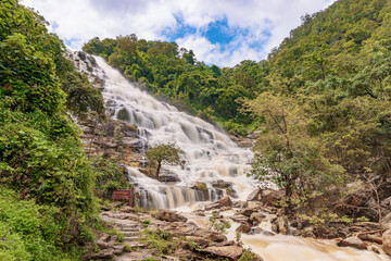 Landscape nature Mae Ya waterfall in mountain Chiang mai Thailand located within the area of Doi Inthanon National Park. A popular destination for tourist in Chiangmai province, Northern of Thailand