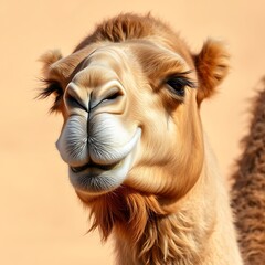 Obraz premium Close-up portrait of a smiling camel.