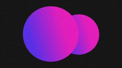 Gradient abstract grained texture pink blue circle with noise on black background