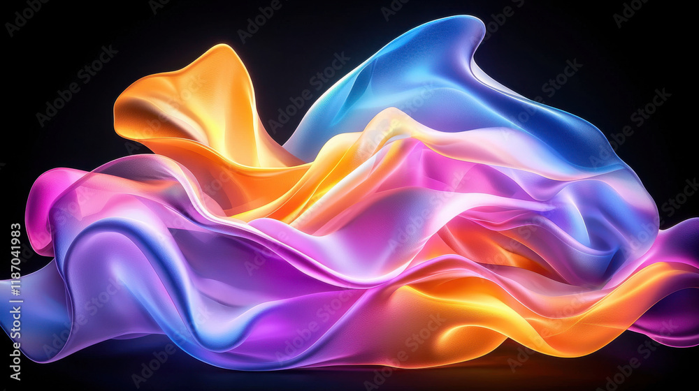 Leinwandbilder Fluid and ethereal abstract image with vibrant colors melting together, creating mesmerizing visual effect. interplay of light and color evokes sense of tranquility and wonder