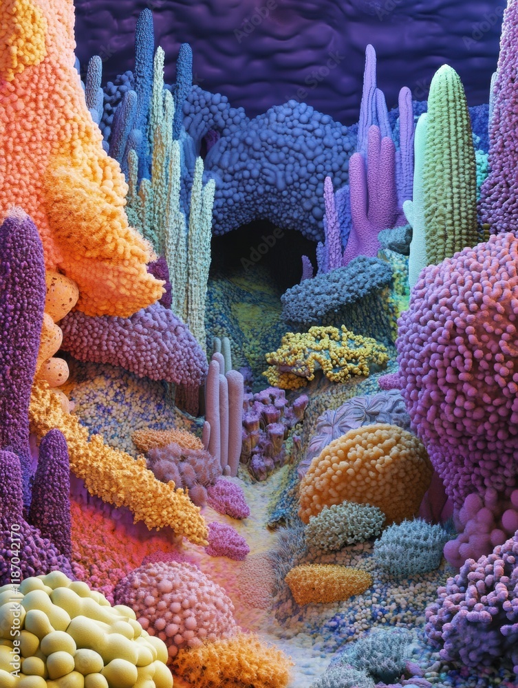 Aufkleber colorful bacteria formations create a mesmerizing underwater landscape of vibrant textures and shape