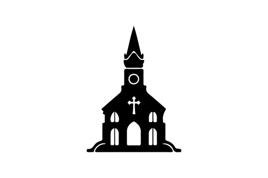 black church silhouette on white background clip art preview