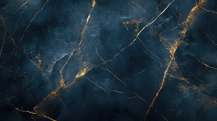 Dark blue marble texture with elegant golden veins suitable for backgrounds and design projects