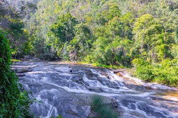 Landscape nature of Mae ya waterfall in mountain Chiang mai Thailand located within the area of Doi Inthanon National Park, a popular destination of tourist in Northern of Thailand