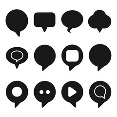 Black and White Speech Bubbles for Communication Icons