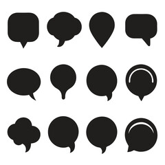 Black and White Speech Bubbles for Communication Icons