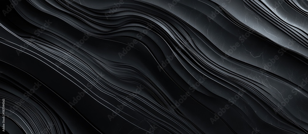 Poster abstract dark gray marble stone texture background with flowing stripes and empty space for text or 