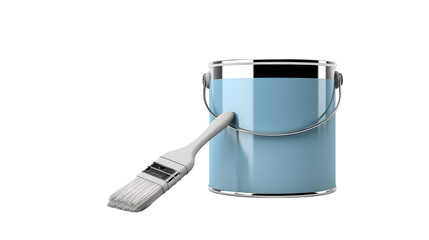 Paint can and brush isolated on transparent background	