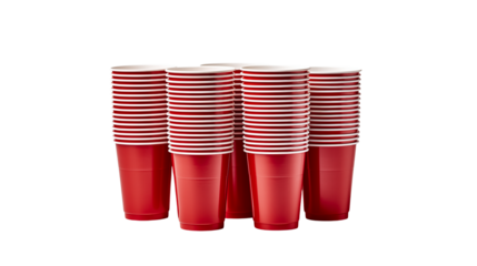 Red Plastic Cups Stacked for Party Supplies