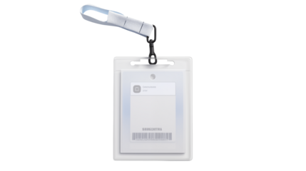 Blank White ID Card Template with Lanyard for Corporate Identity isolated on transparent background	