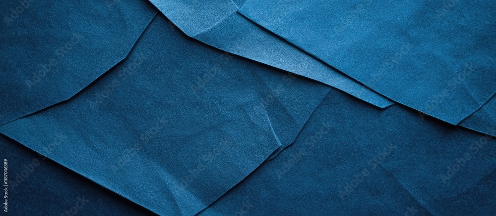 Poster deep blue crumpled paper texture background with empty space for text display and design use