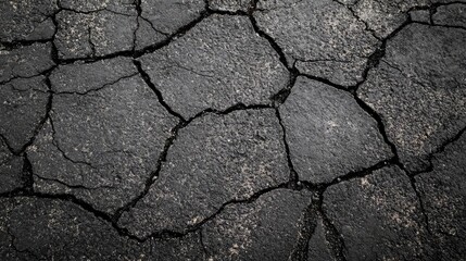 Fototapeta premium Cracked Asphalt Road Texture for Background Use in Urban and Industrial Design Projects
