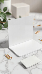 Open Card Mockup on marble background