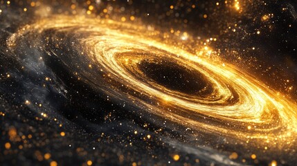 Obraz premium Elegant Abstract Cosmic Background Featuring Radiant Gold Accents and Starry Space Elements