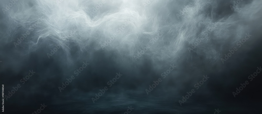 Poster abstract dark gray smoky background with fog creating empty space for text or graphics in a moody at