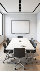 Meeting Room Mockup with modern furniture and white walls