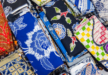 Obraz premium Various Batik cloth motifs, Batik is a traditional Indonesian cloth, UNESCO has designated batik as Indonesian cultural heritage. Batik is the art of painting cloth using wax and natural coloring