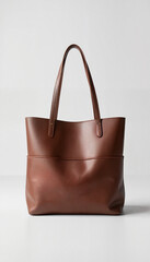 Faux Leather Bag Mockup with minimalist design on white background