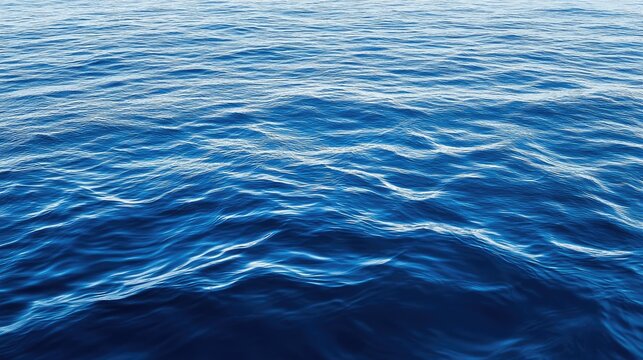 Aerial view of calm deep blue ocean waves creating a serene abstract water surface background in natural lighting