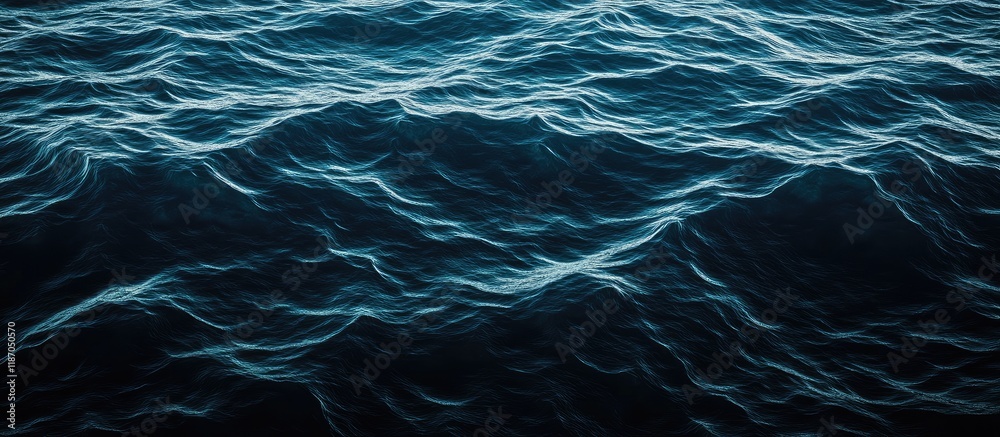 Poster abstract dark ocean waves with aqua tones and copyspace for text or graphics suitable for background