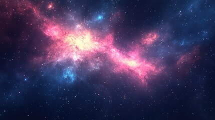 Naklejka premium Cosmic Galaxy Scene with Colorful Stars and Nebulae in Deep Space Environment