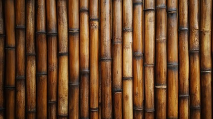 Naklejka premium Natural bamboo texture background for interior design, home decor, or eco-friendly projects, showcasing a warm earthy aesthetic.