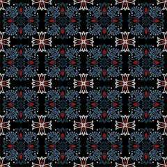 Talavera pattern. Indian patchwork. Azulejos portugal. Turkish ornament. Moroccan tile mosaic. Ceramic tableware, folk print. Spanish pottery. Ethnic background. Mediterranean seamless wallpaper.