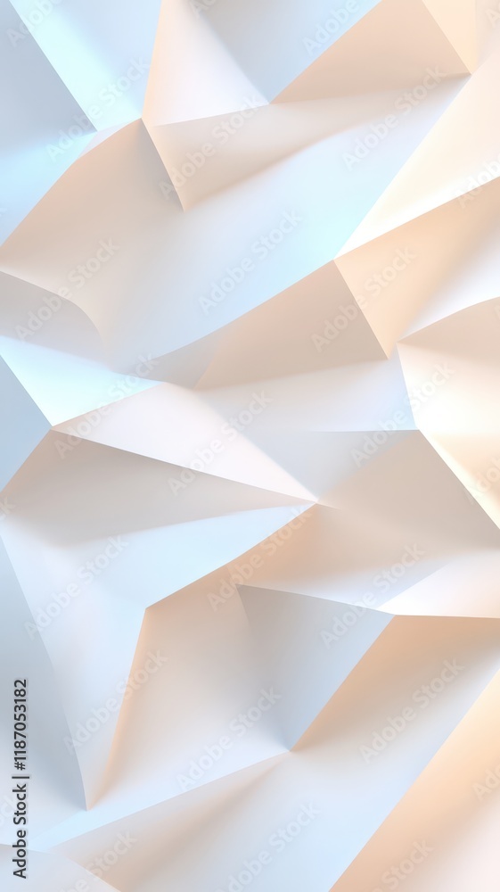 Poster geometric 3d shapes creating a pastel colored abstract background with soft light and dynamic triang