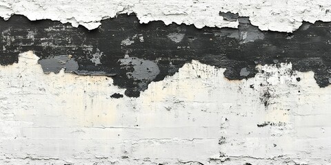 Obraz premium Urban wall with peeling paint and texture showcasing layers of gray and white in an outdoor setting