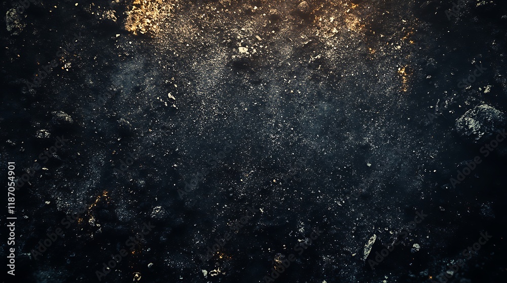 Wall mural dark surface texture with scattered particles and ashes