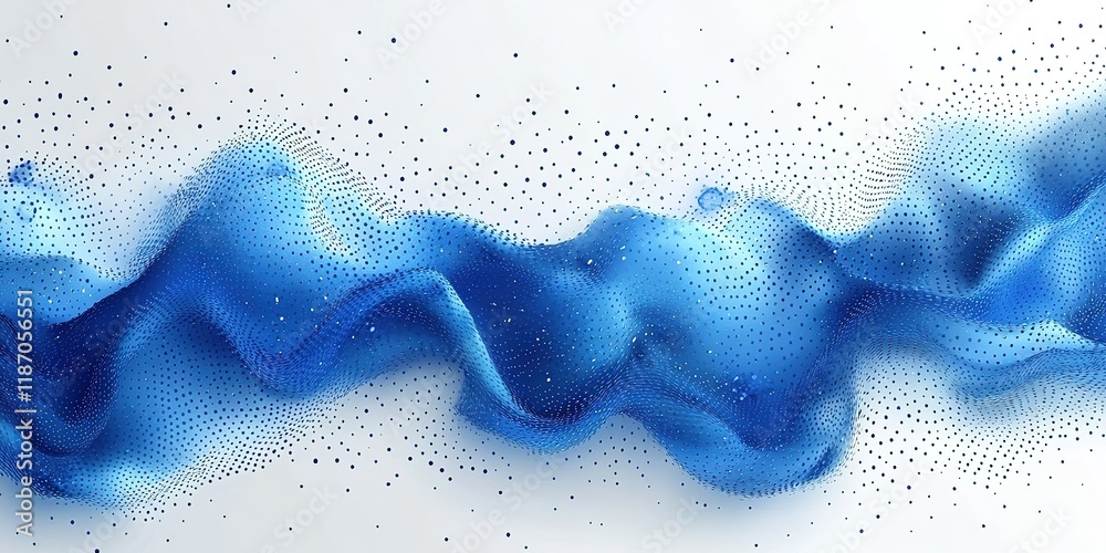 Poster dynamic blue wave pattern with abstract textures and dot accents in a smooth design