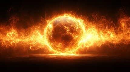Fiery sphere engulfed in flames.