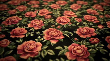 Vintage Floral Pattern with Faded Roses in Muted Colors
