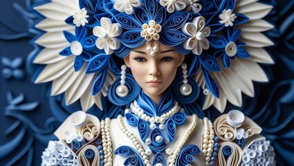 Fototapeta premium Figure with elaborate dress and headdress