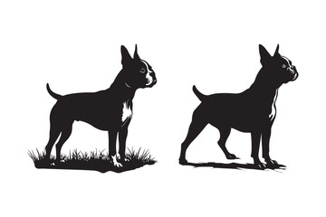 Silhouette Illustration of Two Standing Dogs on White Background