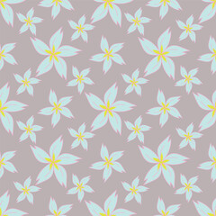 Seamless floral pattern, liberty ditsy print with cute large botany in retro folk style. Beautiful botanical design of hand drawn wild plants: flowers, leaves on black background. Vector illustration