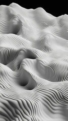 Abstract white wavy landscape with smooth lines and curves